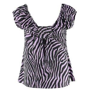 Fabulosity Sz XXL Purple Black Rhinestones Studs Polyester Spandex Top